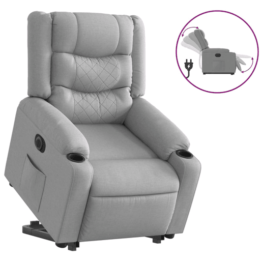 Poltrona reclinável - Poltrona relax elétrica tecido cinzento-claro