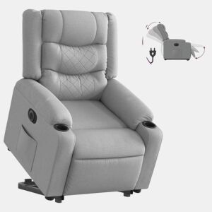 Poltrona reclinável - Poltrona relax elétrica tecido cinzento-claro