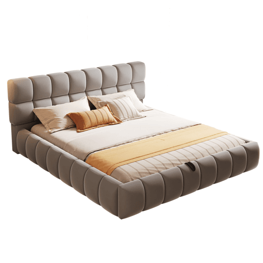 Cama estofada 140x200 cm - Cabeceira e laterais volumosas, função de armazenamento hidráulico, cinza Cama estofada 140x200 cm - Cabeceira e laterais volumosas, função de armazenamento hidráulico, cinza