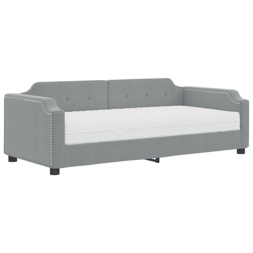 Sofá-cama, Sofá conversível com colchão 90x200 cm tecido cinzento-claro