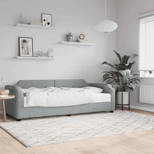 Sofá-cama, Sofá conversível com colchão 90x200 cm tecido cinzento-claro