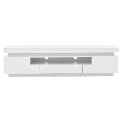 Móvel de TV 175x38x45 cm - 2 armários em L, 1 gaveta, com LED, adequado para TV de 75 - Branco