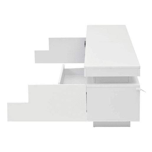 Móvel de TV 175x38x45 cm - 2 armários em L, 1 gaveta, com LED, adequado para TV de 75 - Branco