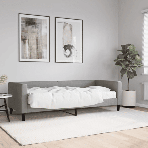 Sofá-cama, Sofá conversível com colchão 80x200 cm tecido cinzento-claro