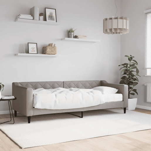 Sofá-cama, Sofá conversível com colchão 80x200 cm tecido cinzento-acastanhado