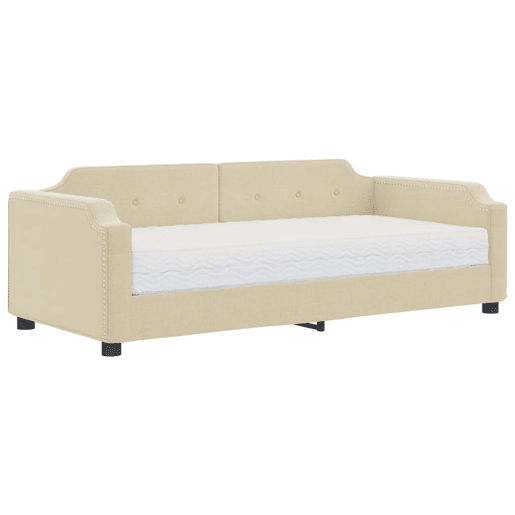 Sofá-cama, Sofá conversível com colchão 100x200 cm tecido cor creme Sofá-cama, Sofá conversível com colchão 100x200 cm tecido cor creme