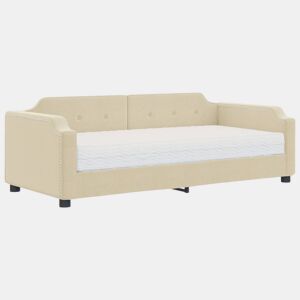 Sofá-cama, Sofá conversível com colchão 100x200 cm tecido cor creme