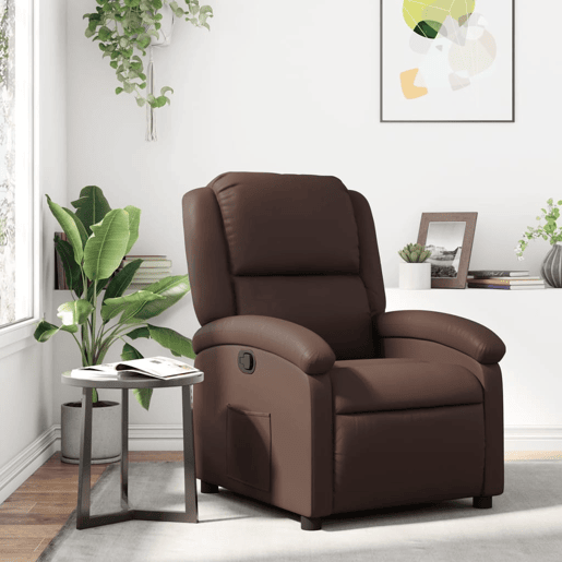 Poltrona reclinável - Poltrona relax couro artificial castanho Poltrona reclinável - Poltrona relax couro artificial castanho