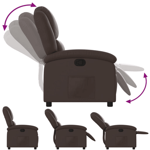 Poltrona reclinável - Poltrona relax couro artificial castanho Poltrona reclinável - Poltrona relax couro artificial castanho