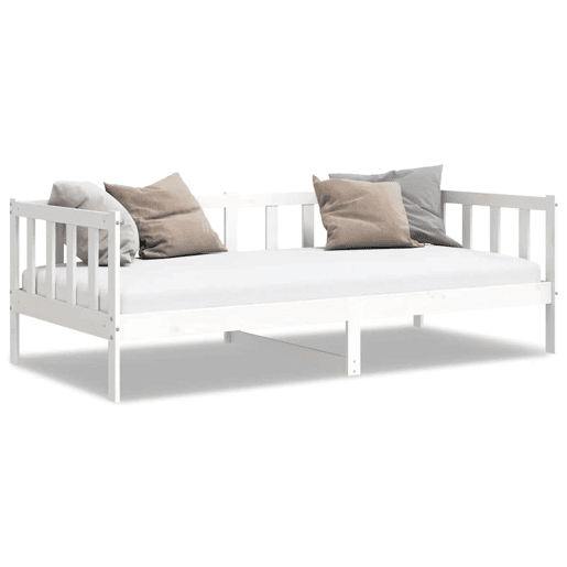 Sofá-cama, Sofá conversível 90x200 cm madeira de pinho maciça branco