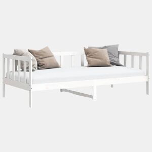Sofá-cama, Sofá conversível 90x200 cm madeira de pinho maciça branco
