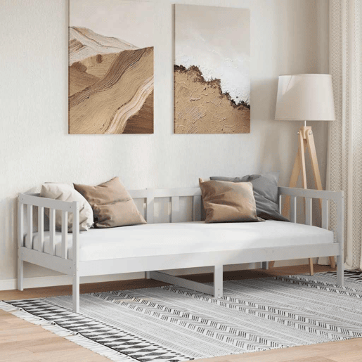 Sofá-cama, Sofá conversível 90x200 cm madeira de pinho maciça branco