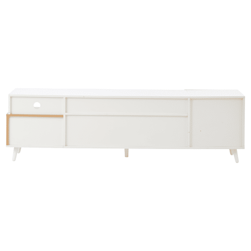 Móvel de TV 180x38x50 cm - Lowboard com 1 porta e 1 gaveta - 7 compartimentos - Branco + Natural