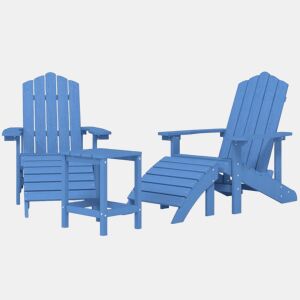 Cadeiras jardim - Cadeiras exterior Adirondack c apoio de pésmesa PEAD ciano