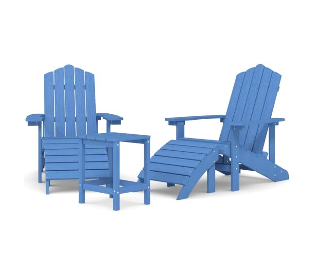Sillas de jardín adirondack - sillas de exterior reposapiés y mesa hdpe aguamarina