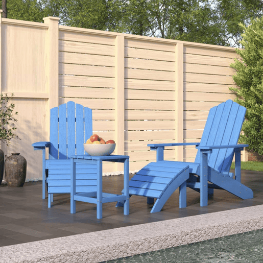 Cadeiras jardim - Cadeiras exterior Adirondack c apoio de pésmesa PEAD ciano Cadeiras jardim - Cadeiras exterior Adirondack c apoio de pésmesa PEAD ciano