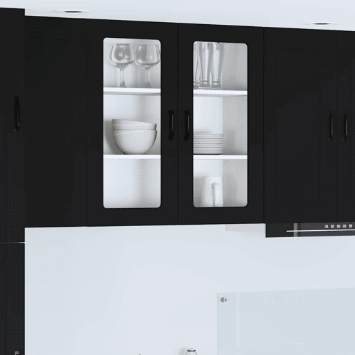 Armário de cozinha suspenso - armario de cocina colgante com porta Preto 80 x 31 x 80 cm