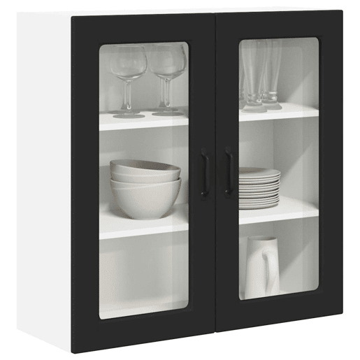 Armário de cozinha suspenso - armario de cocina colgante com porta Preto 80 x 31 x 80 cm