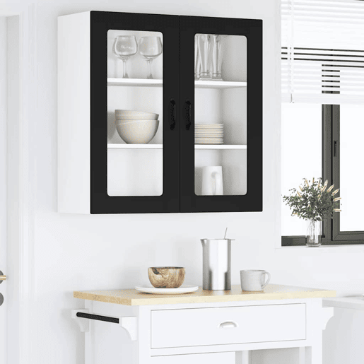 Armário de cozinha suspenso - armario de cocina colgante com porta Preto 80 x 31 x 80 cm