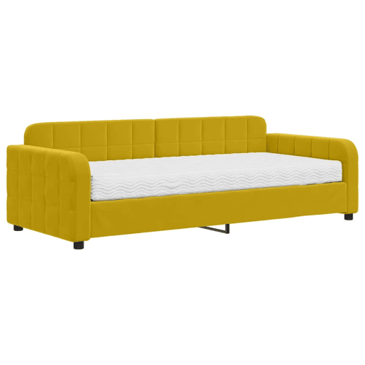 Sofá-cama, Sofá conversível com colchão 90x200 cm veludo amarelo