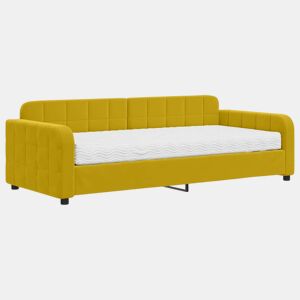 Sofá-cama, Sofá conversível com colchão 90x200 cm veludo amarelo
