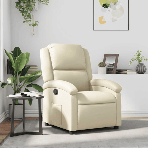 Poltrona reclinável - Poltrona relax couro artificial cor creme