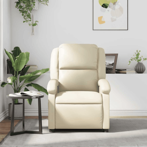 Poltrona reclinável - Poltrona relax couro artificial cor creme