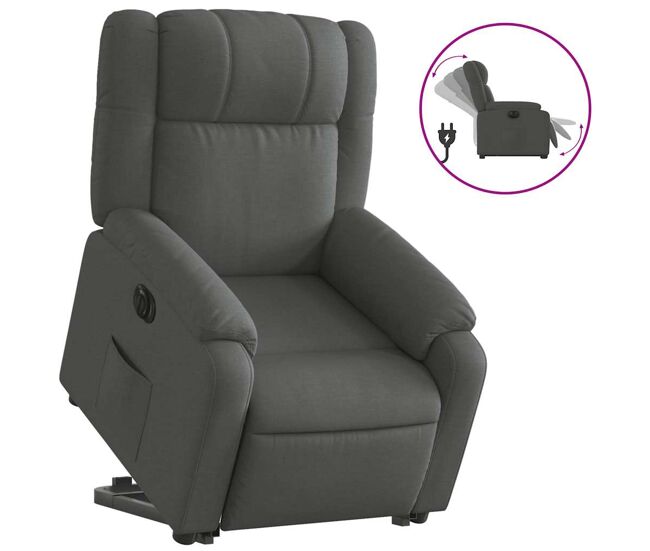 Sillón eléctrico reclinable elevable - sillón relax de tela gris oscuro