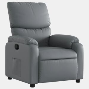 Poltrona reclinável - Poltrona relax couro artificial cinzento