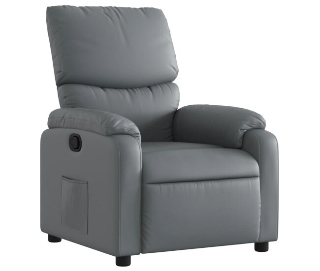 Sillón reclinable - sillón relax de cuero sintético gris