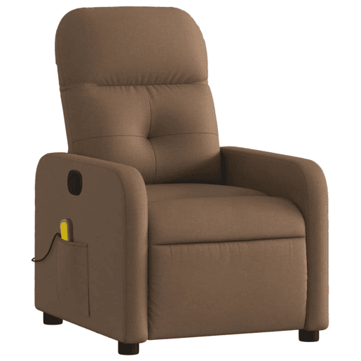 Poltrona de massagens reclinável - Poltrona relax tecido castanho
