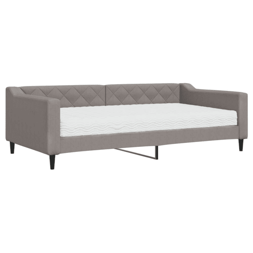 Sofá-cama, Sofá conversível com colchão 100x200 cm tecido cinzento-acastanhado