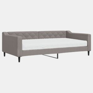 Sofá-cama, Sofá conversível com colchão 100x200 cm tecido cinzento-acastanhado