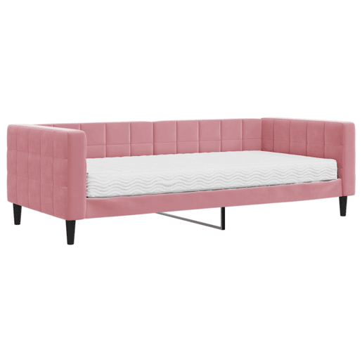 Sofá-cama, Sofá conversível com colchão 90x200 cm veludo rosa