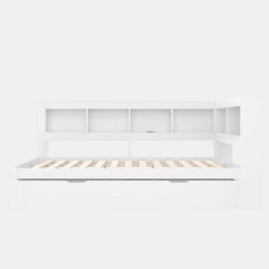 Sofá-cama + 140x200 cm - Cama extensível com tomada e 2 portas USB - Branco