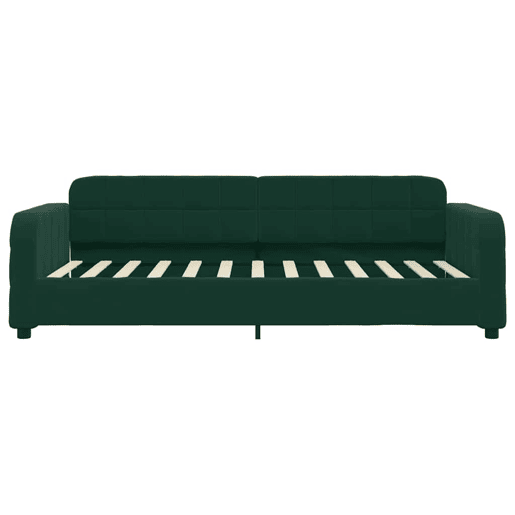 Sofá-cama, Sofá conversível com colchão 90x200 cm veludo verde-escuro