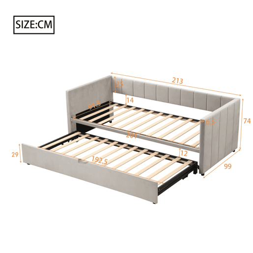 Sofá-cama 90180x200 cm - Com base de ripas, multifuncional, tecido de veludo cinzento