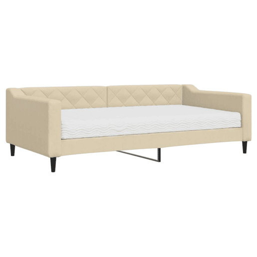 Sofá-cama, Sofá conversível com colchão 100x200 cm tecido cor creme Sofá-cama, Sofá conversível com colchão 100x200 cm tecido cor creme