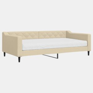 Sofá-cama, Sofá conversível com colchão 100x200 cm tecido cor creme