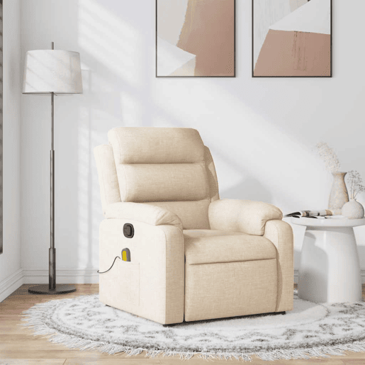 Poltrona de massagens reclinável - Poltrona relax tecido cor creme