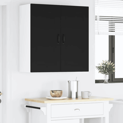 Armário de cozinha suspenso - armario de cocina colgante com porta Preto 80 x 31 x 80 cm