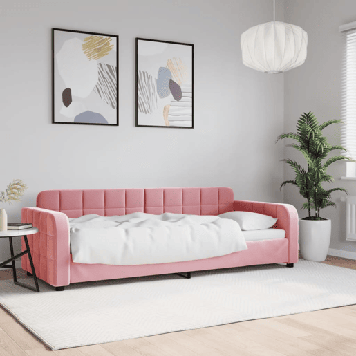 Sofá-cama, Sofá conversível 80x200 cm veludo rosa Sofá-cama, Sofá conversível 80x200 cm veludo rosa