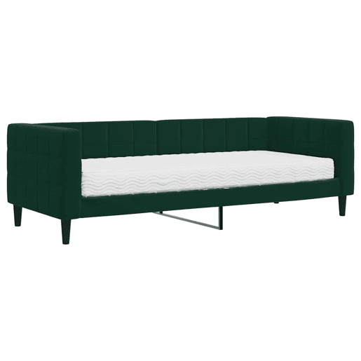 Sofá-cama, Sofá conversível com colchão 80x200 cm veludo verde-escuro