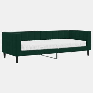 Sofá-cama, Sofá conversível com colchão 80x200 cm veludo verde-escuro