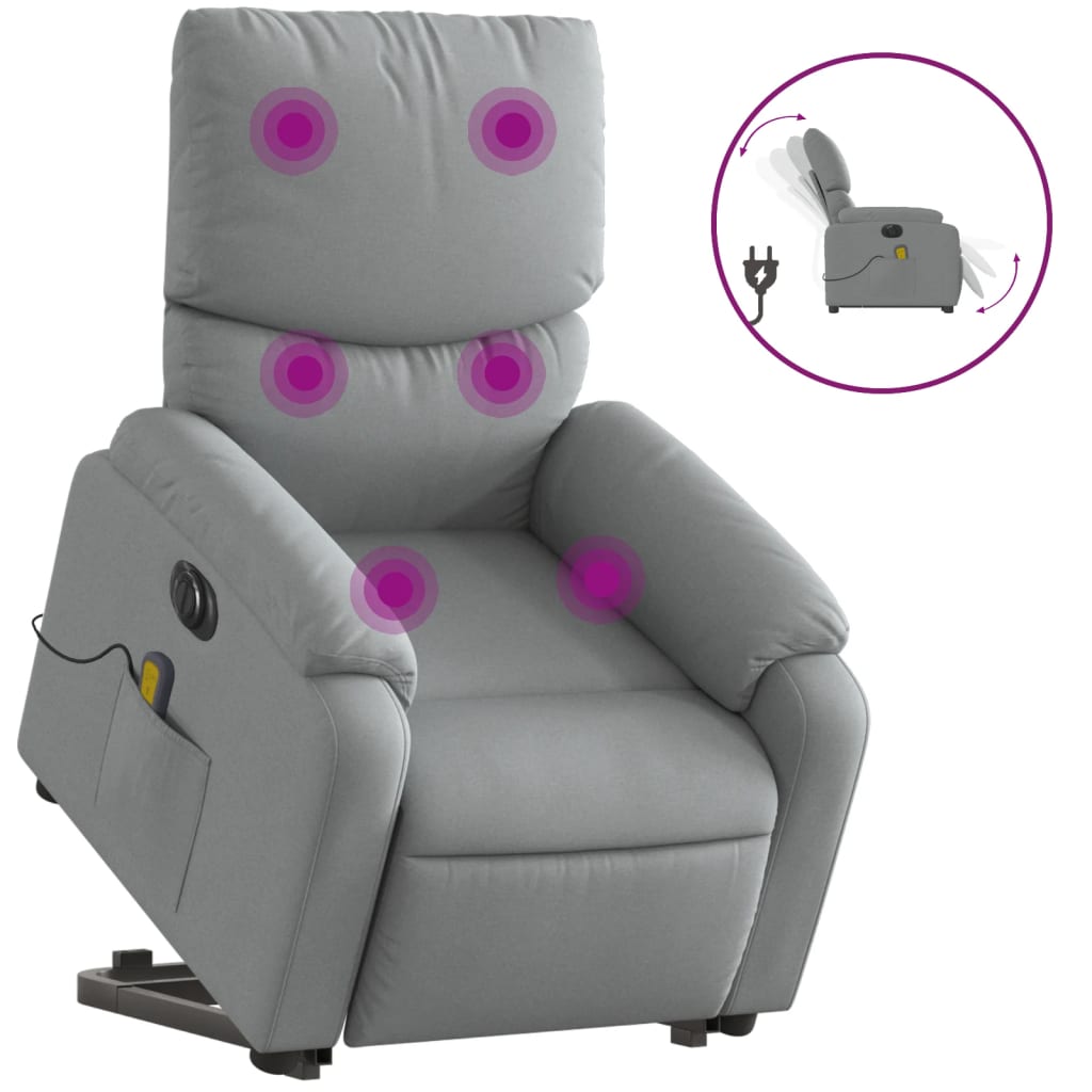 sillon de masaje electrico reclinable - sillon relax elevable tela gris claro