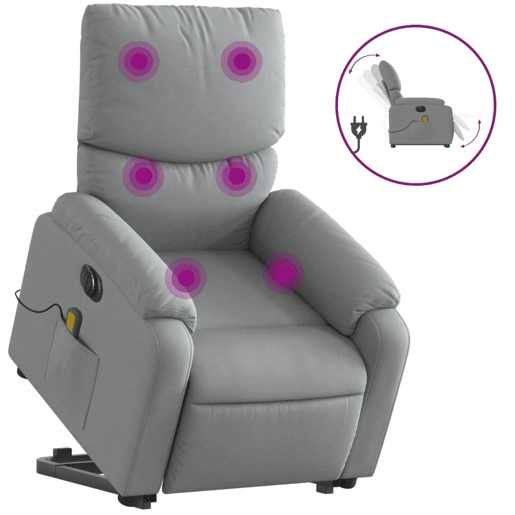 Poltrona elétrica reclinável massagens - Poltrona relax tecido cinzento-claro