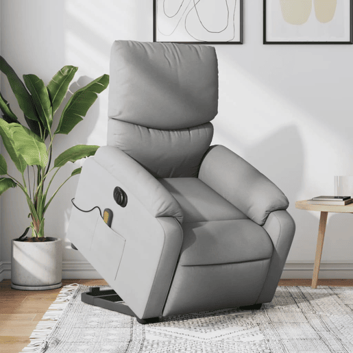 Poltrona elétrica reclinável massagens - Poltrona relax tecido cinzento-claro