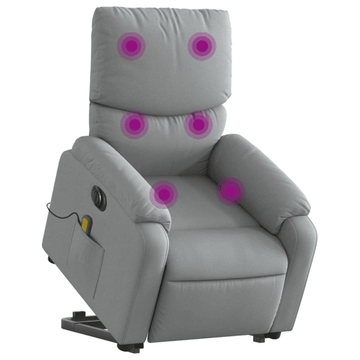 Poltrona elétrica reclinável massagens - Poltrona relax tecido cinzento-claro