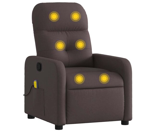 Sillón de masaje reclinable - sillón relax de tela marrón oscuro