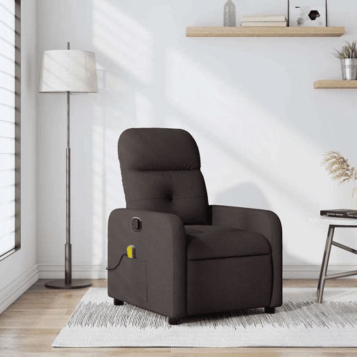 Poltrona de massagens reclinável - Poltrona relax tecido castanho-escuro